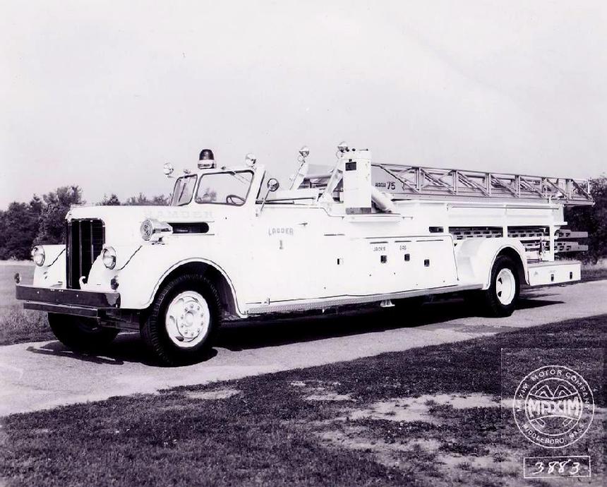 1958 Delivery Photo of Hamden 75' "Junior" Aerial Truck (PHoto courtesy of Chan Brainard)